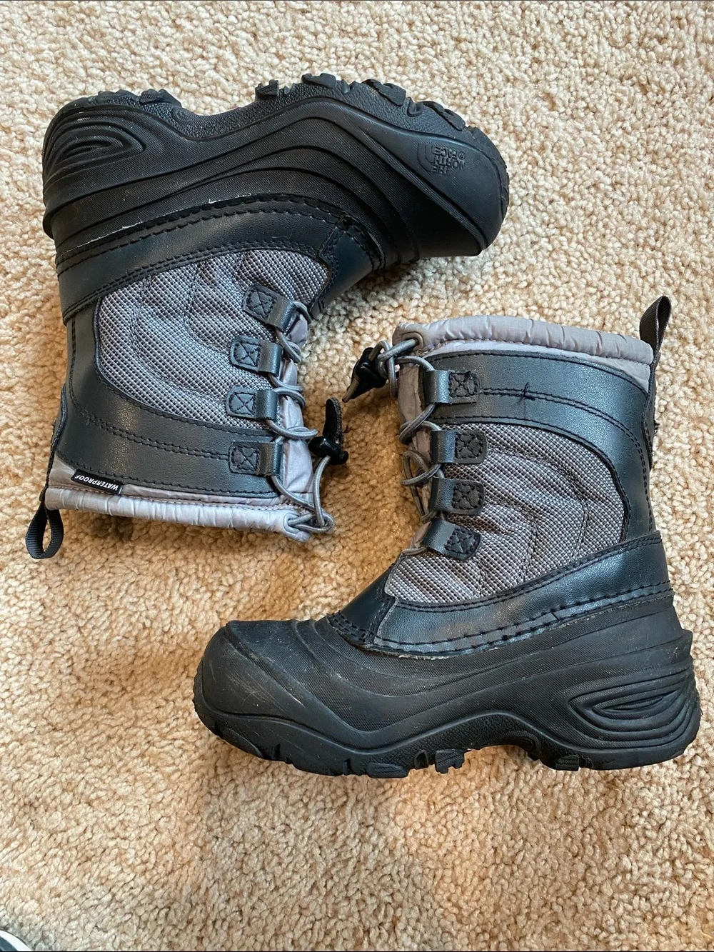 The North Face Kids Black and Gray Waterproof Snow Boots